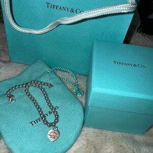 Return to Tiffany Silver beads bracelet with 18k rose gold heart
